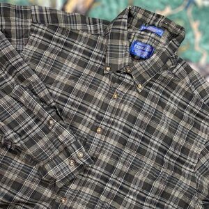 Vintage 90s Sir Pendleton 100% Wool Button Up Long Sleeve Shirt Gray Plaid XL